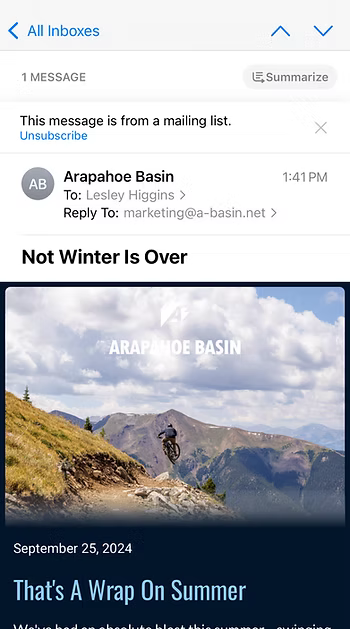 Apple Mail in-email summary feature