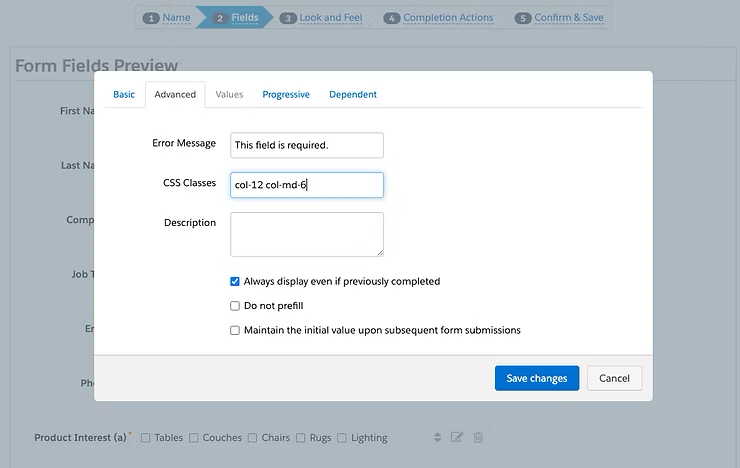 Adding CSS classes to Pardot form fields