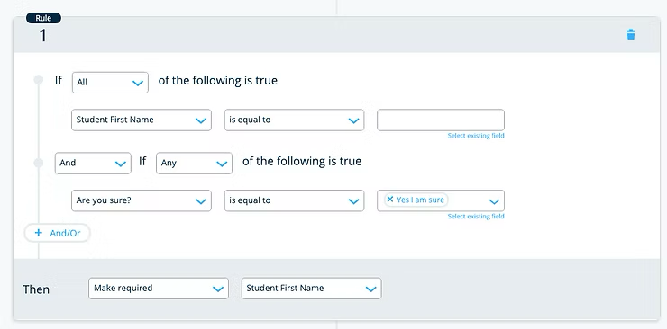 FormStack conditional field rules setup