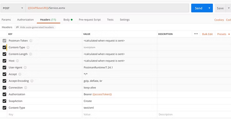 Postman SOAP request headers